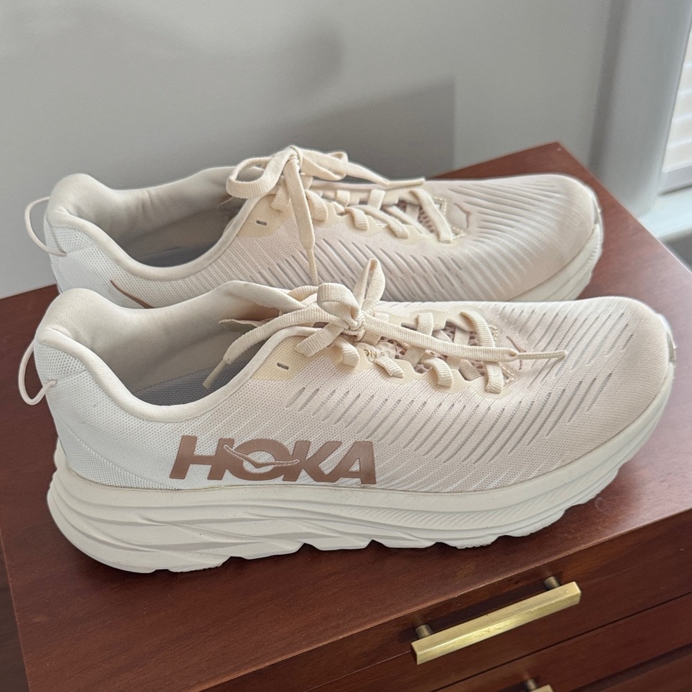 Hoka Cream Athletic Sneakers